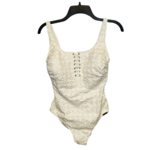 Watercult white/cream Eyelet one piece lace-up front swimsuit